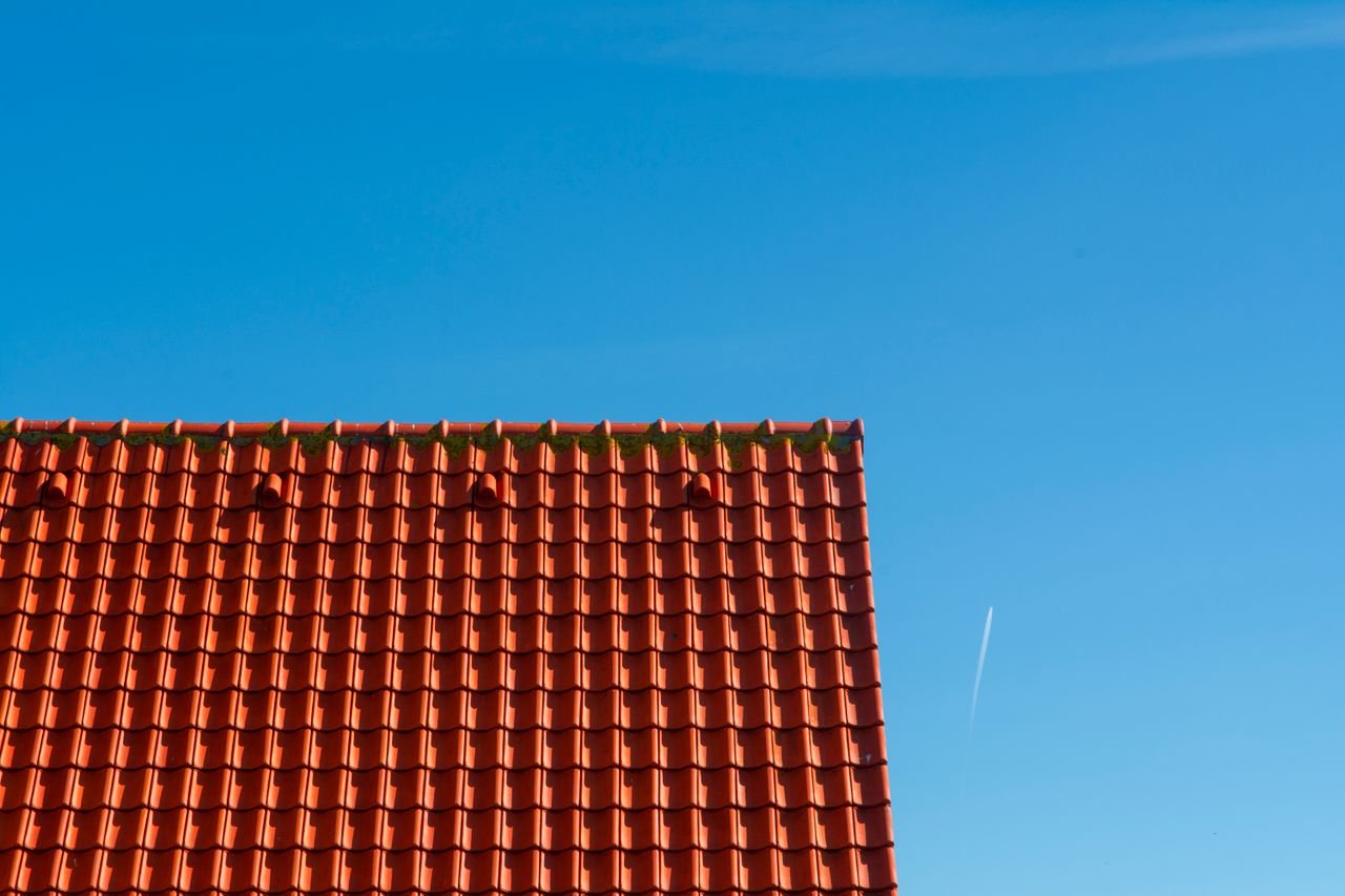 services-hero Minimalist photo of a red tiled rooftop contrasting against a clear blue sky.